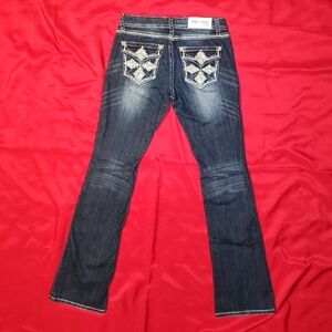 Grace in LA Women's 28x32 Bootcut Embelished Blue Jeans New without tags